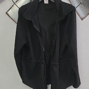 Athletic Women’s Black Zip-Front Hooded Jacket